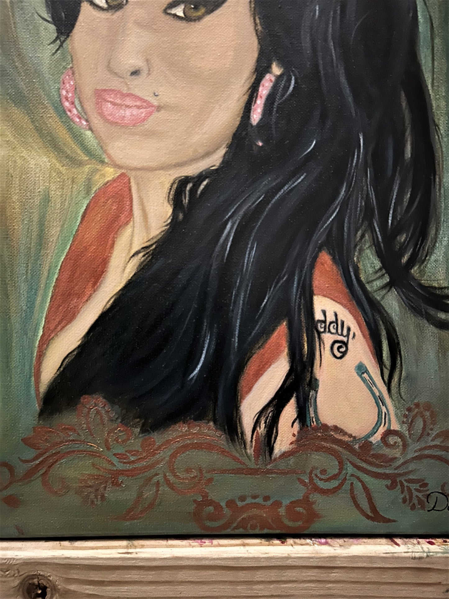 Amy Winehouse Back in Black Oil Painting Celebrity