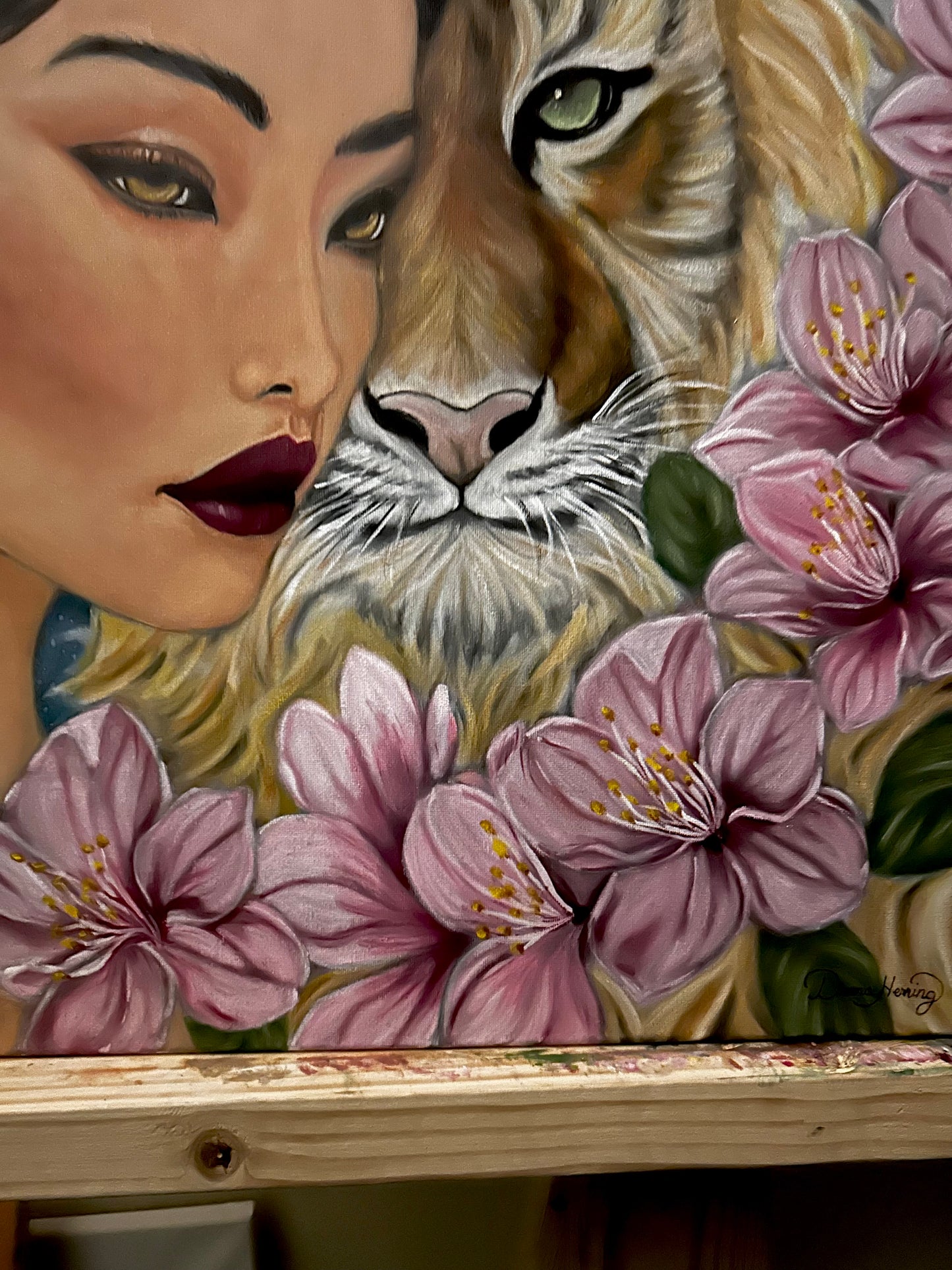 Oil Painting, My Guardian: Amidst Cherry Blossoms