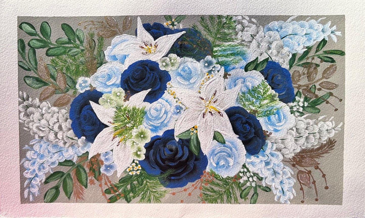 Custom Acrylic Floral Painting: Wedding, Funeral, Keepsake