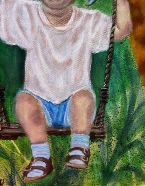 Childhood In Full Swing - Original Oil Painting