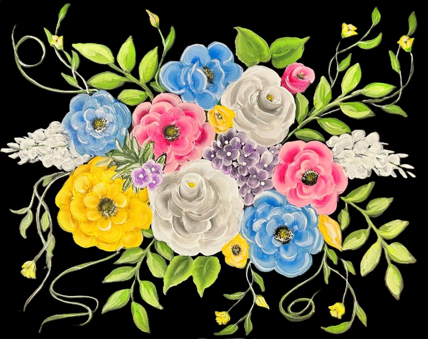 Custom Acrylic Floral Painting: Wedding, Funeral, Keepsake