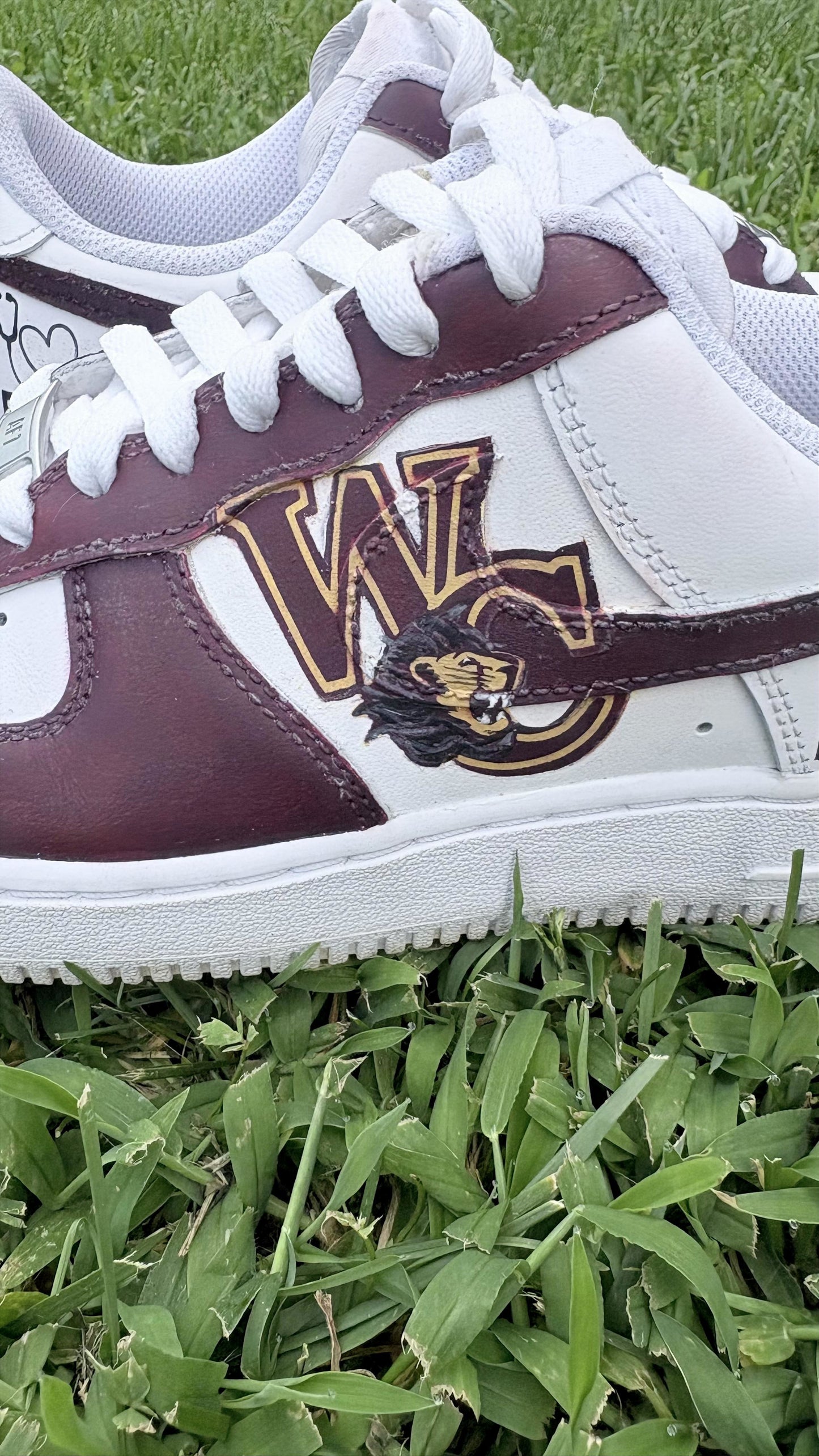 Custom Hand Painted Nike Air Force 1 Sneakers, High School, College Sports Logo, Your Unique Design